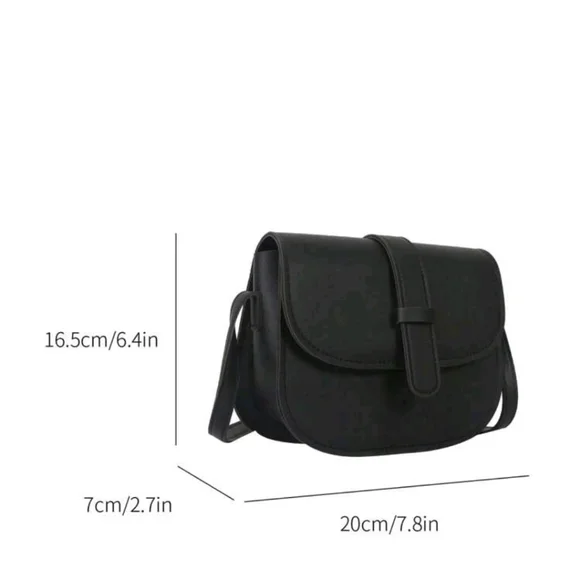 Mini Solid Color Saddle Bag, Fashion Crossbody Flap Bag, Buckle Decor Shoulder - Picture 5 of 6